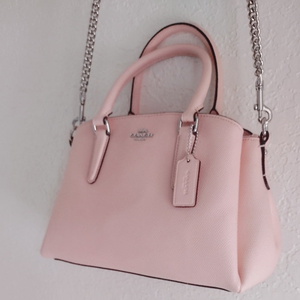 Coach Mini Sage Carryall  Light Pink Satchel with Chain Strap - Picture 3 of 13